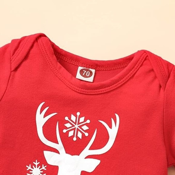 Christmas Reindeer Outfit 3pc set Sizes 0-3m, 3-6m, 6-12m - Picture 3 of 6